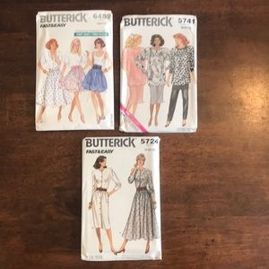 3/$30 Butterick Sewing Patterns 1980’s Vintage